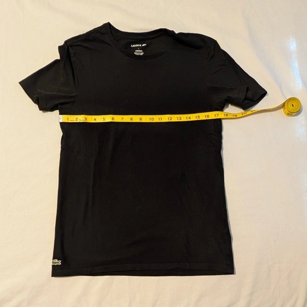 Lacoste Mens Crew Neck T-Shirt Black Size Large TH3321 Crocodile Logo